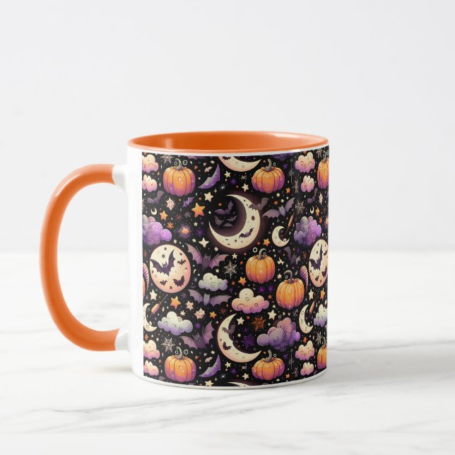 Whimsical Halloween Night Sky Pattern Mug (Left)
