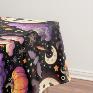 Whimsical Halloween Night Sky Pattern Tablecloth