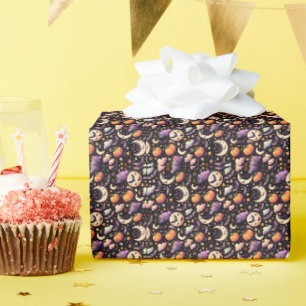 Whimsical Halloween Night Sky Pattern Wrapping Paper