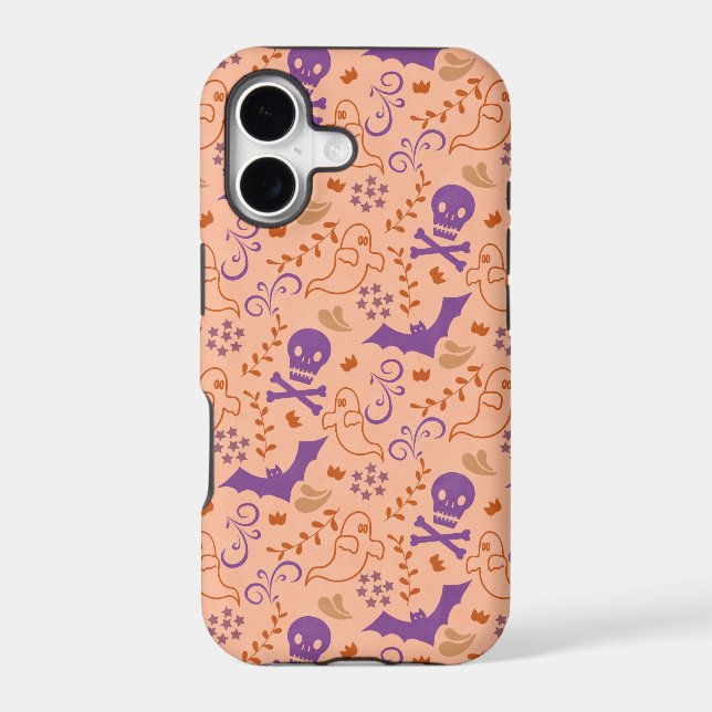 Whimsical Halloween Orange and Purple Pattern (Back)