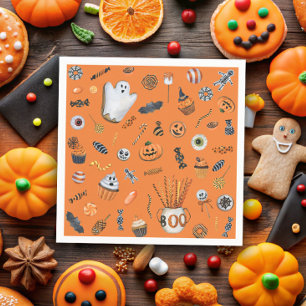 Whimsical Halloween Pattern Baby Shower Napkin