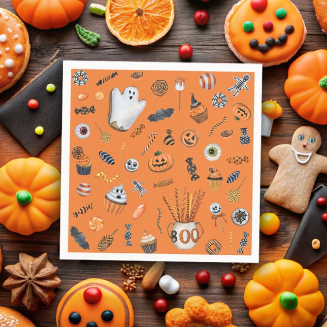 Whimsical Halloween Pattern Baby Shower Napkin (Creator Uploaded)