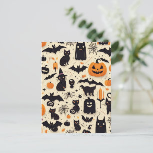 Whimsical Halloween pattern Postcard