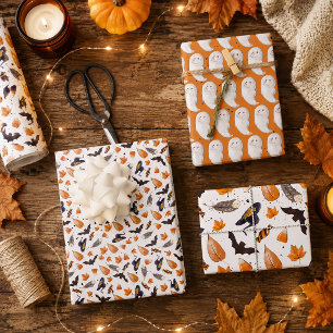 Whimsical Halloween Pattern Wrapping Paper Sheet