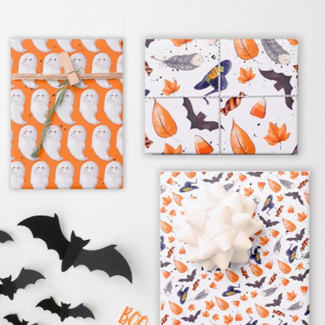 Whimsical Halloween Pattern Wrapping Paper Sheet (Whimsical Halloween Gift Wrap)