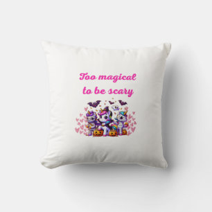 Whimsical Halloween Ponies Illustration – "Too Mag Throw Pillow