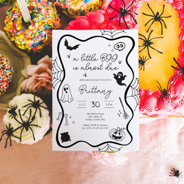 Whimsical Halloween Scribble Baby Shower Invitation (Doodle Halloween Baby Shower Invite)
