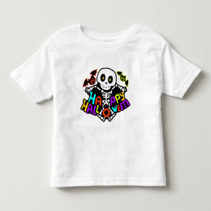 Whimsical Halloween Skeleton and Bats Design Toddler T-shirt