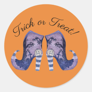 Whimsical Halloween Witch Boots Classic Round Sticker