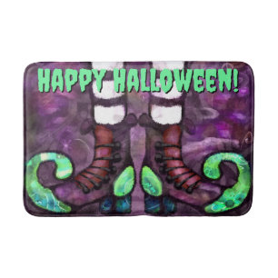 Whimsical Halloween Witch Boots Personalized Bath Mat