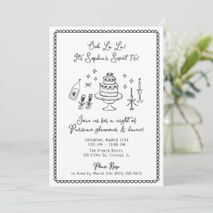 Whimsical, hand dranw, Sweet 16, Birthday Party  Invitation