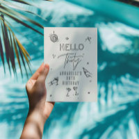 whimsical hand drawn 30th birthday drinks party