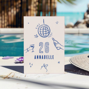 whimsical hand drawn arch birthday drinks party invitation