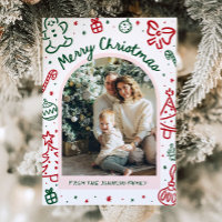 Whimsical Hand Drawn Arch Photo Merry Christmas