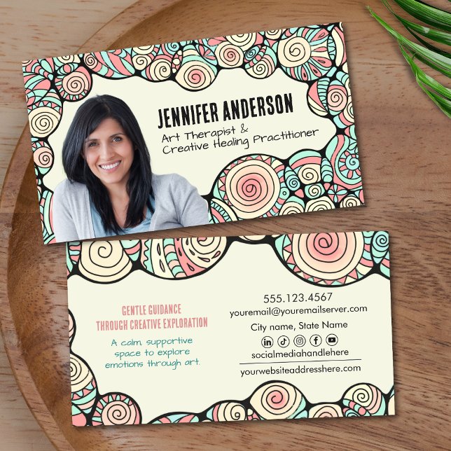 Whimsical Hand-Drawn Art Therapist  Business Card (Creator Uploaded)