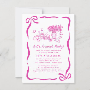 Whimsical Hand Drawn Baby Shower Brunch  Postcard