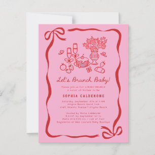 Whimsical Hand Drawn Baby Shower Brunch  Postcard