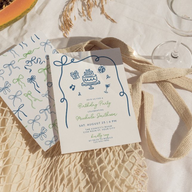 Whimsical Hand Drawn Birthday Party Invitation (Whimsical Birthday Party Invite)