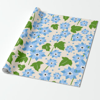 Whimsical Hand-Drawn Blue Forget-Me-Not Botanical Wrapping Paper