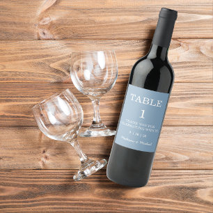 Whimsical Hand Drawn Blue Illustrated Wedding Wine Label