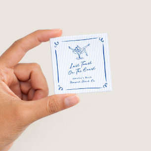 Whimsical Hand Drawn Blue Last Toast on the Coast 2 Inch Square Button