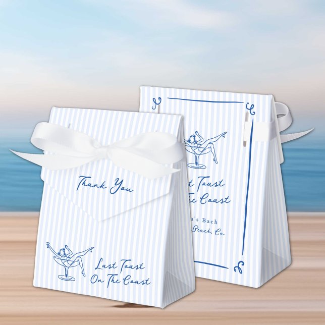 Whimsical Hand Drawn Blue Last Toast on the Coast Favor Box (Creator Uploaded)