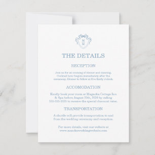 Whimsical Hand Drawn Blue Wedding Detail Cards