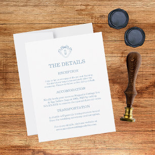 Whimsical Hand Drawn Blue Wedding Detail Cards