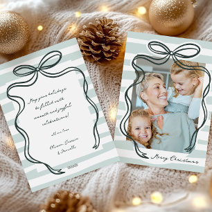 Whimsical Hand-drawn Bow Frame Photo Christmas Holiday Card