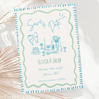 Whimsical Hand Drawn Bow Scribble Wavy Wedding