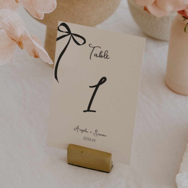 Whimsical Hand drawn Bow Wedding Table Number (Creator Uploaded)