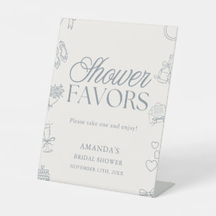 Whimsical Hand Drawn Bridal Shower Favors Pedestal Sign