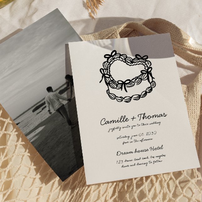 Whimsical Hand-Drawn Cake Photo Wedding Invitation (Creator Uploaded)