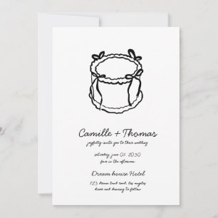Whimsical Hand-Drawn Cake Wedding Invitation
