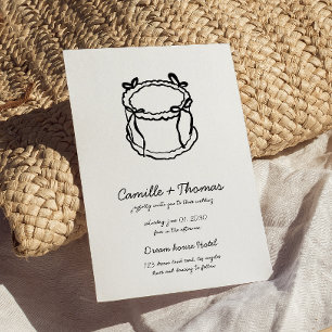 Whimsical Hand-Drawn Cake Wedding Invitation