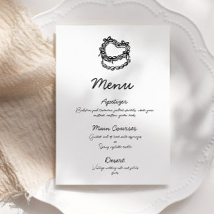 Whimsical Hand-Drawn Cake Wedding Menu Invitation