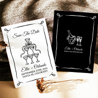 Whimsical Hand Drawn Champagne Tower Save The Date