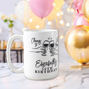 Whimsical Hand Drawn Cheers to 50 Years Birthday  Coffee Mug