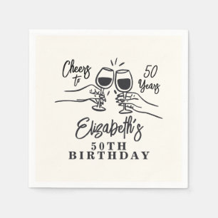 Whimsical Hand Drawn Cheers to 50 Years Birthday  Napkin