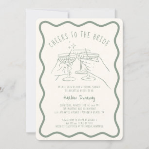 Whimsical Hand Drawn Cheers to the Bride  Invitation
