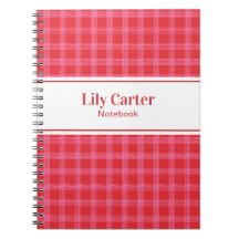 Whimsical Hand Drawn Cherry Red and Pink Plaid