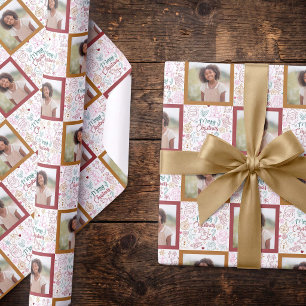 Whimsical Hand Drawn Christmas Doodle Photo Wrapping Paper