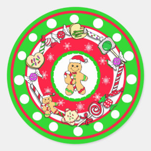 Whimsical Hand Drawn Christmas Gingerbread Men Classic Round Sticker
