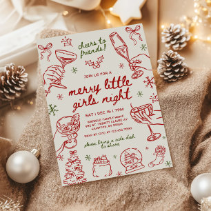 Whimsical Hand Drawn Christmas Girls Night Invitation