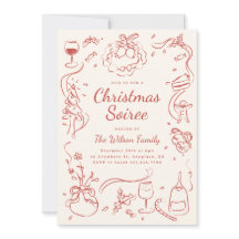 Whimsical Hand Drawn Christmas Party Invitation
