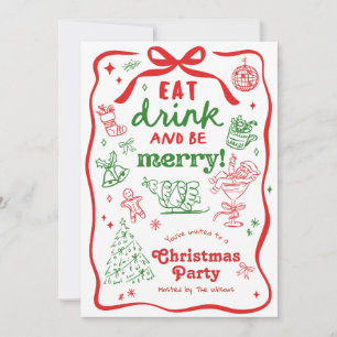 Whimsical Hand Drawn Christmas Party Invitation