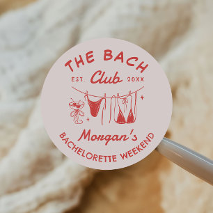 Whimsical Hand Drawn Coastal Bachelorette Classic Round Sticker