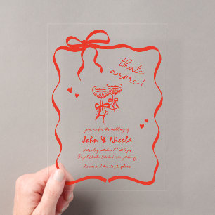 Whimsical Hand Drawn Cocktails Thats Amore Wedding Acrylic Invitations