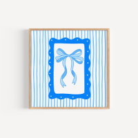 Whimsical Hand-Drawn Coquette Blue Bow Art