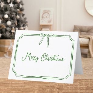 Whimsical Hand Drawn Coquette Bow Christmas Holiday Card